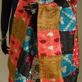 Multicolor - patchwork reversible silk bengal kantha work