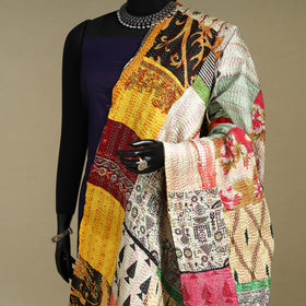 Multicolor - patchwork reversible silk bengal kantha work