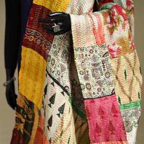 Multicolor - patchwork reversible silk bengal kantha work