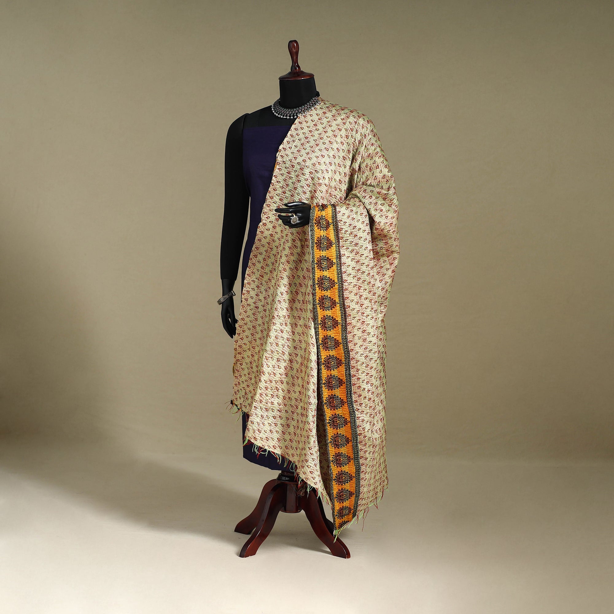 Multicolor - patchwork reversible silk bengal kantha work