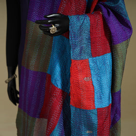 Multicolor - patchwork reversible silk bengal kantha work