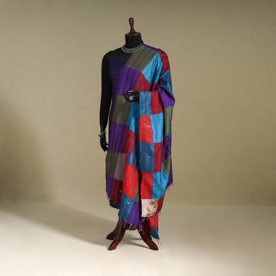 Multicolor - patchwork reversible silk bengal kantha work