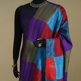 Multicolor - patchwork reversible silk bengal kantha work