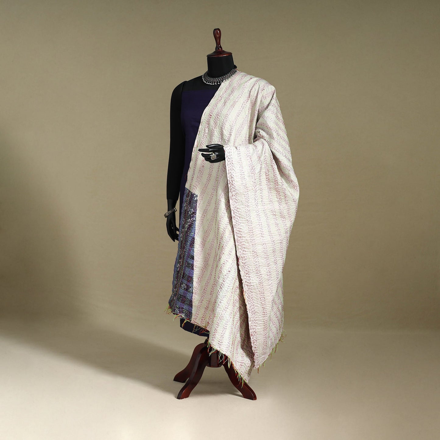 Multicolor - patchwork reversible silk bengal kantha work