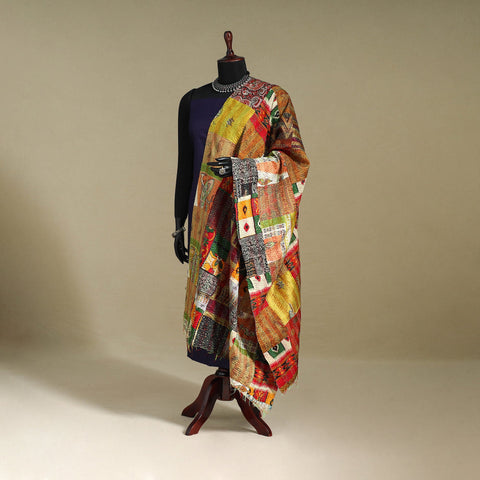 Multicolor - patchwork reversible silk bengal kantha work