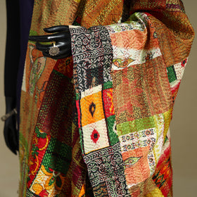 Multicolor - patchwork reversible silk bengal kantha work