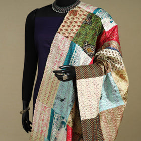 Multicolor - patchwork reversible silk bengal kantha work