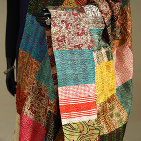 Multicolor - patchwork reversible silk bengal kantha work