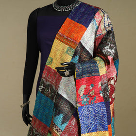Multicolor - patchwork reversible silk bengal kantha work