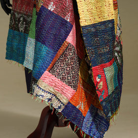 Multicolor - patchwork reversible silk bengal kantha work