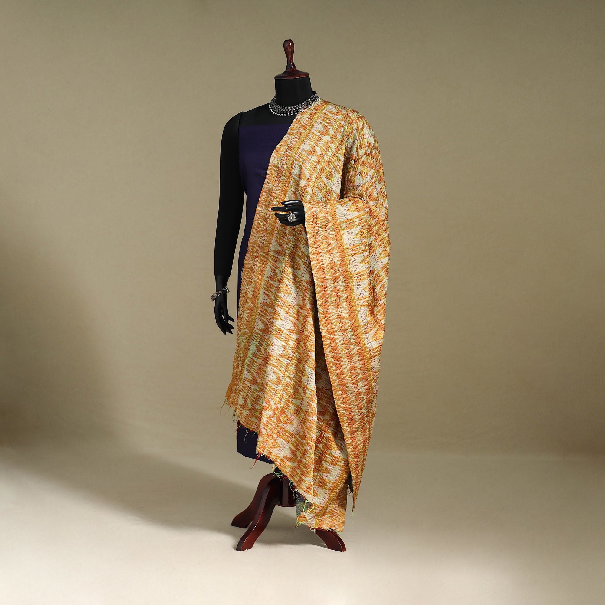 Multicolor - patchwork reversible silk bengal kantha work