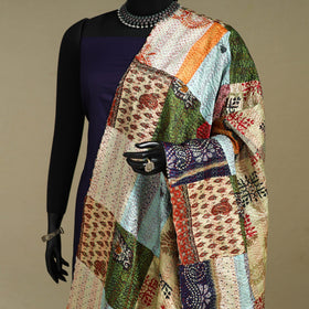 Multicolor - patchwork reversible silk bengal kantha work