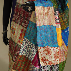 Multicolor - patchwork reversible silk bengal kantha work