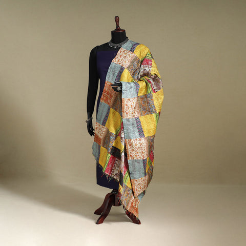 Multicolor - patchwork reversible silk bengal kantha work