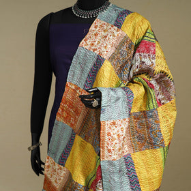 Multicolor - patchwork reversible silk bengal kantha work