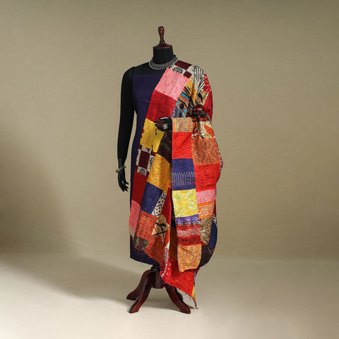 Multicolor - patchwork reversible silk bengal kantha work