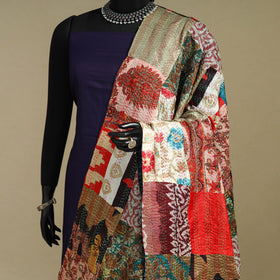 Multicolor - patchwork reversible silk bengal kantha work