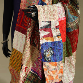 Multicolor - patchwork reversible silk bengal kantha work