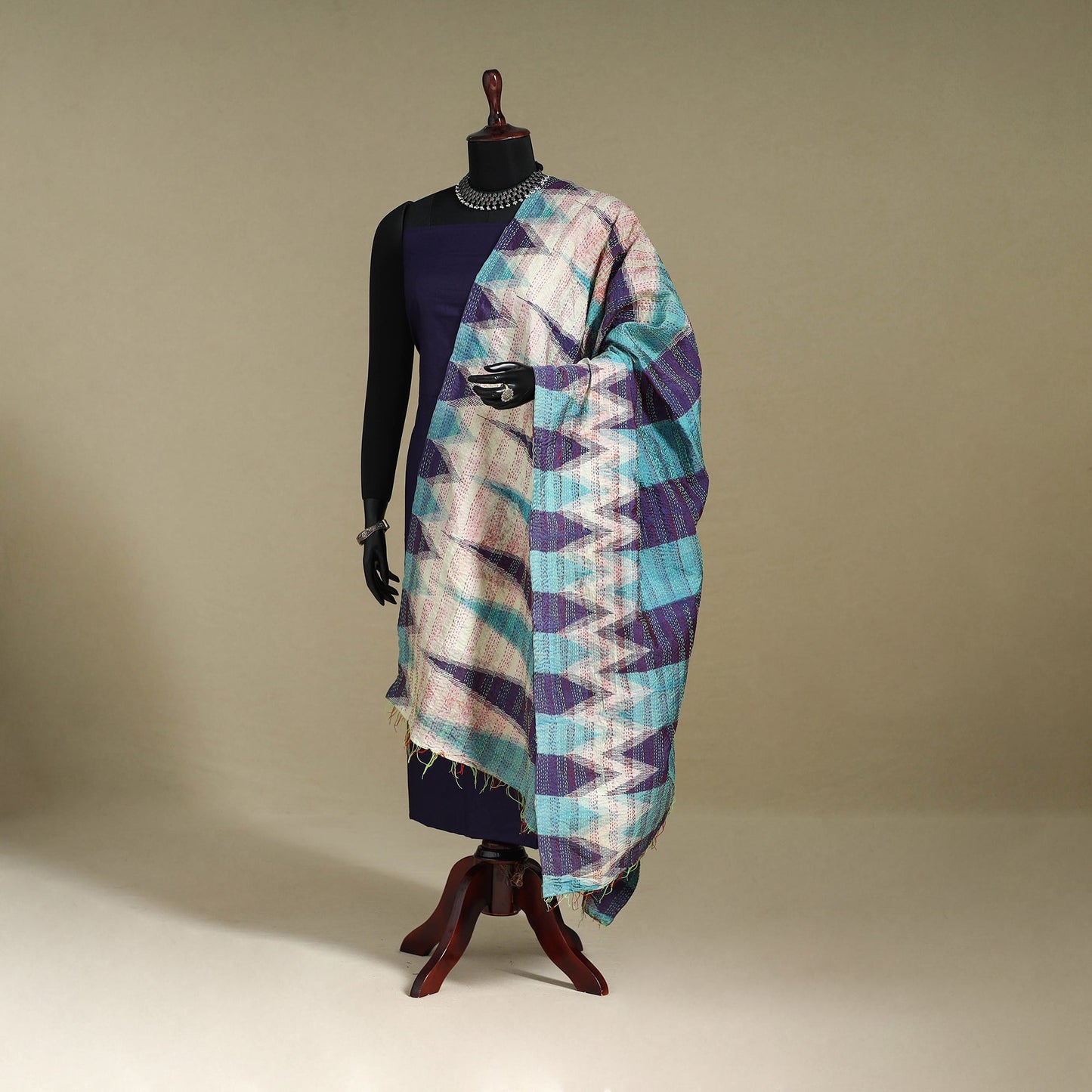 Multicolor - patchwork reversible silk bengal kantha work