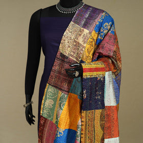 Multicolor - patchwork reversible silk bengal kantha work
