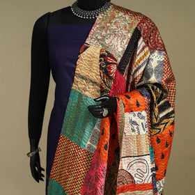 Multicolor - patchwork reversible silk bengal kantha work