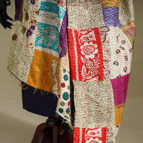 Multicolor - patchwork reversible silk bengal kantha work
