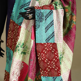Multicolor - patchwork reversible silk bengal kantha work