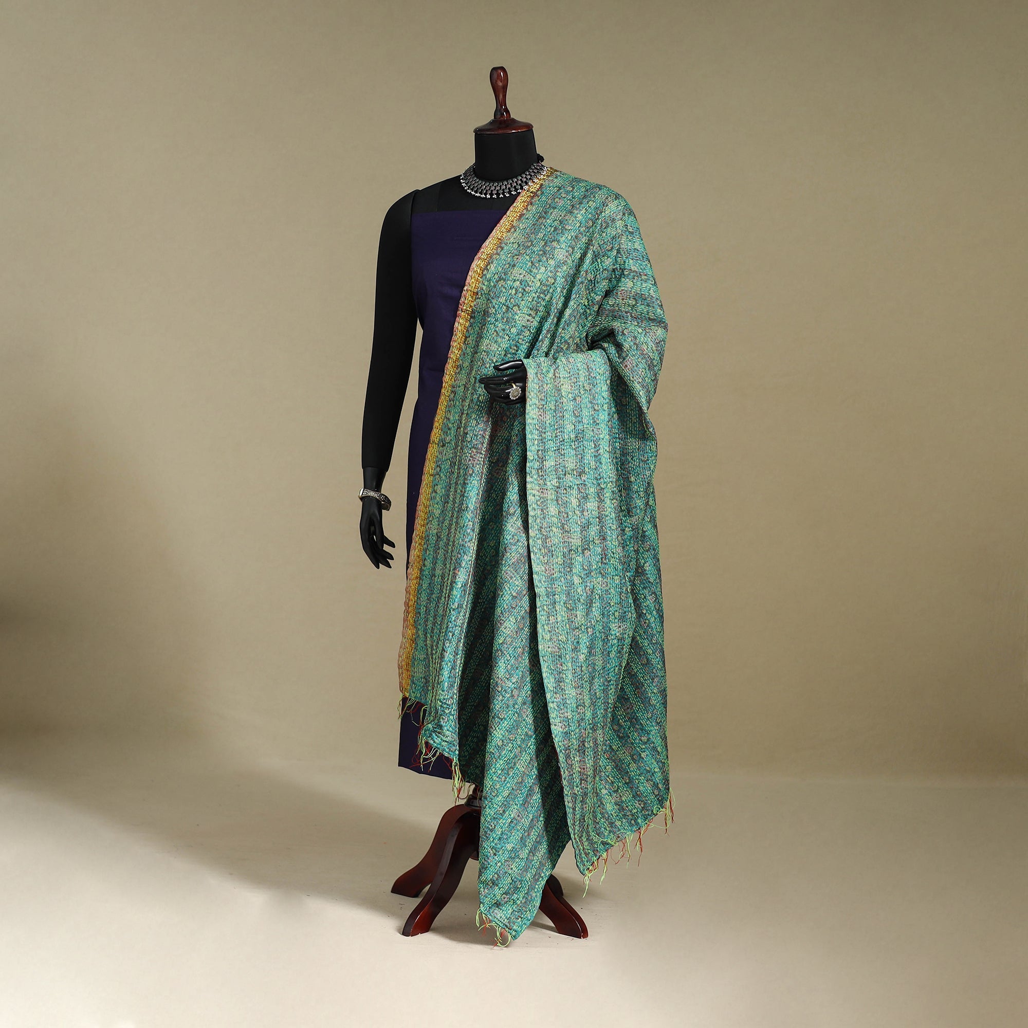 Multicolor - patchwork reversible silk bengal kantha work