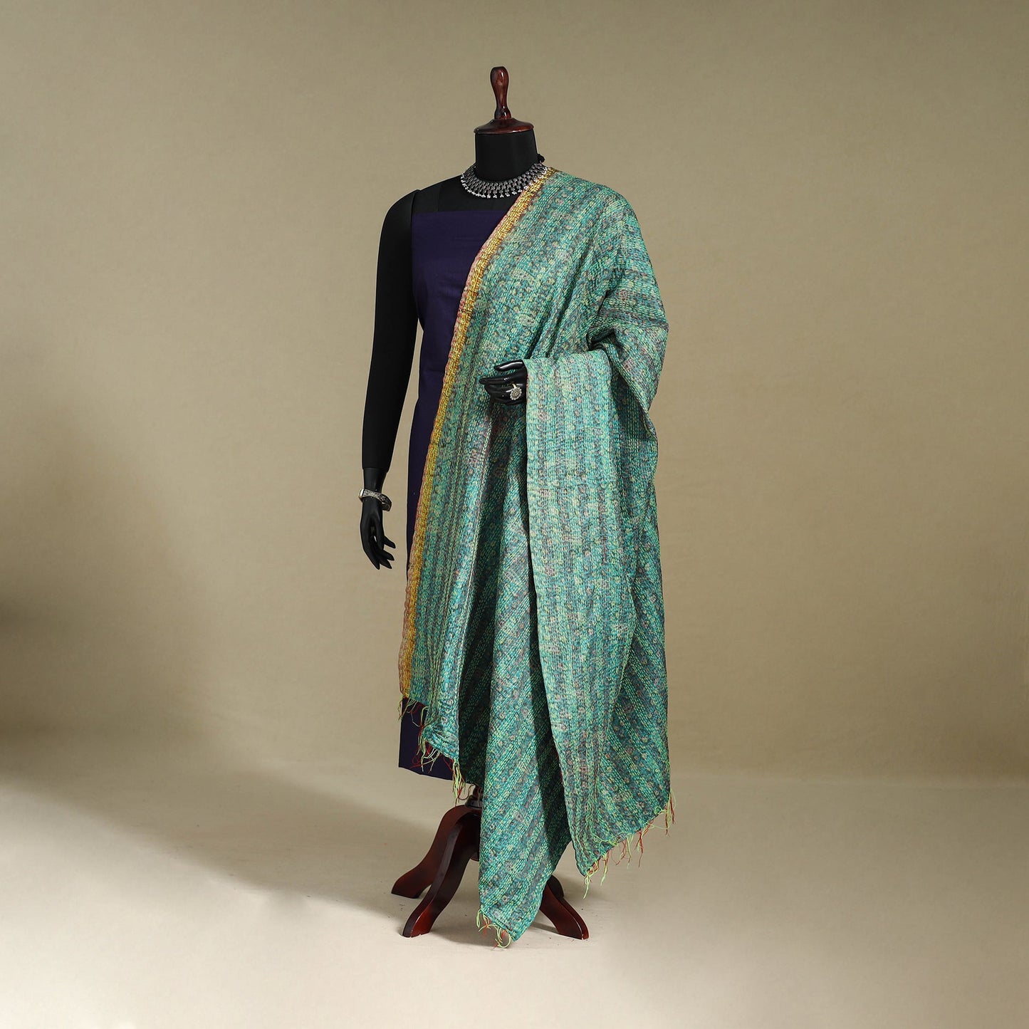 Multicolor - patchwork reversible silk bengal kantha work