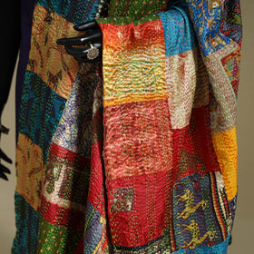 Multicolor - patchwork reversible silk bengal kantha work