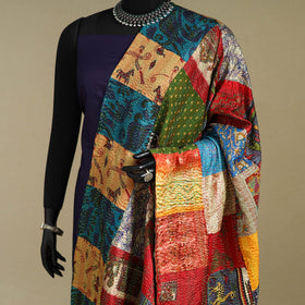 Multicolor - patchwork reversible silk bengal kantha work