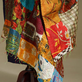 Multicolor - patchwork reversible silk bengal kantha work