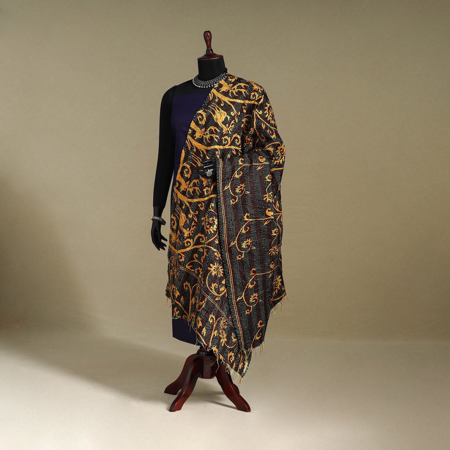 Multicolor - patchwork reversible silk bengal kantha work