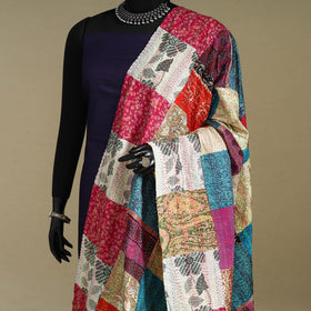 Multicolor - patchwork reversible silk bengal kantha work