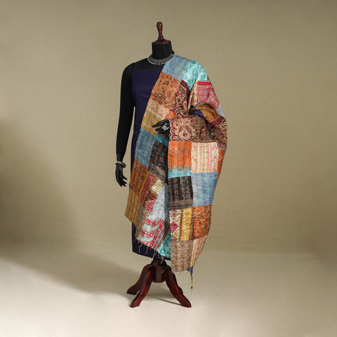 Multicolor - patchwork reversible silk bengal kantha work