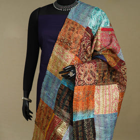 Multicolor - patchwork reversible silk bengal kantha work