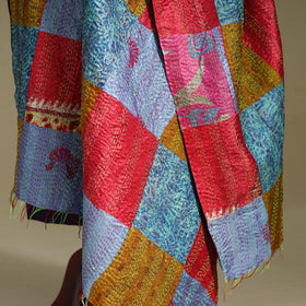Multicolor - patchwork reversible silk bengal kantha work
