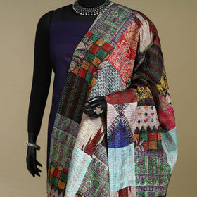 Multicolor - patchwork reversible silk bengal kantha work