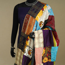 Multicolor - patchwork reversible silk bengal kantha work