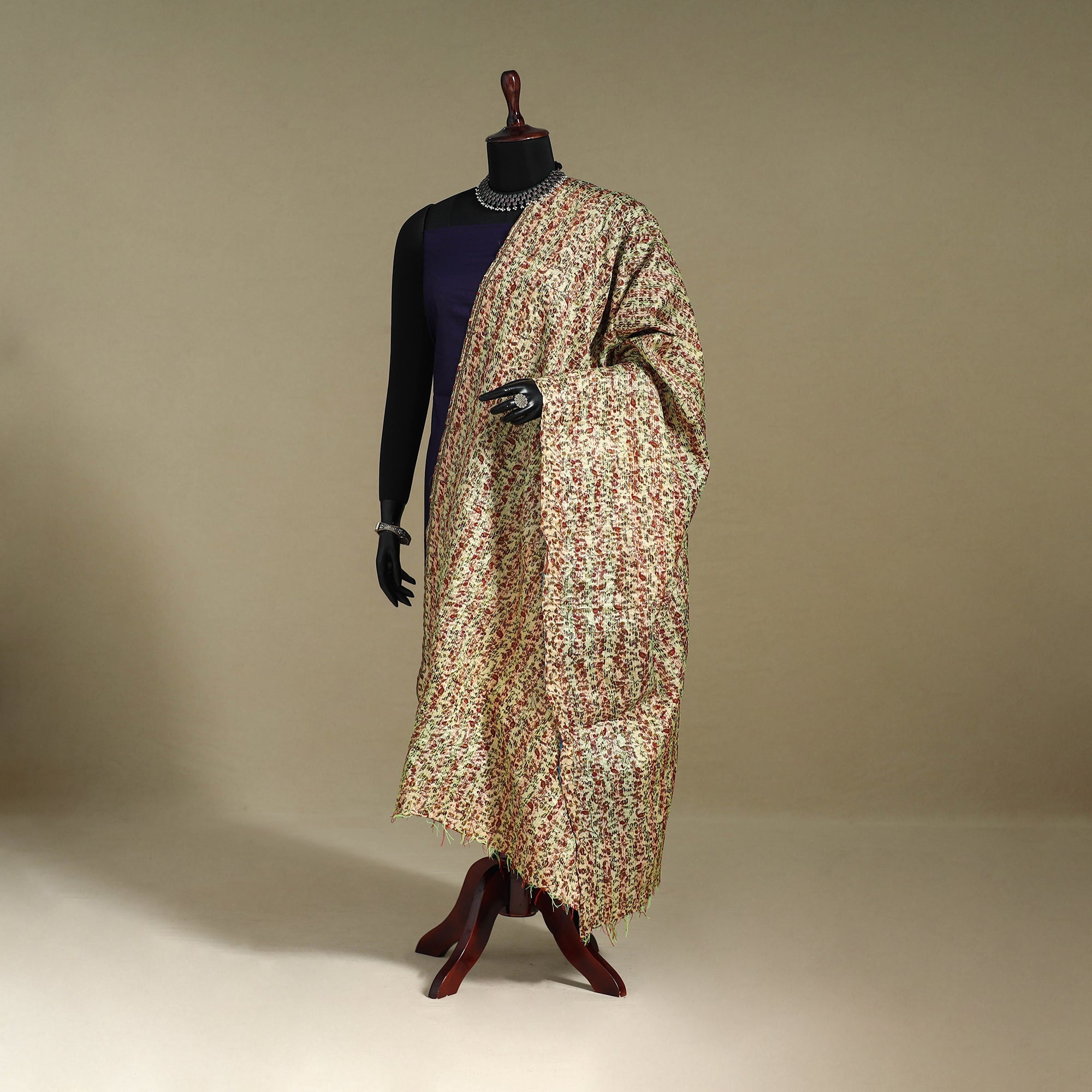 Multicolor - patchwork reversible silk bengal kantha work