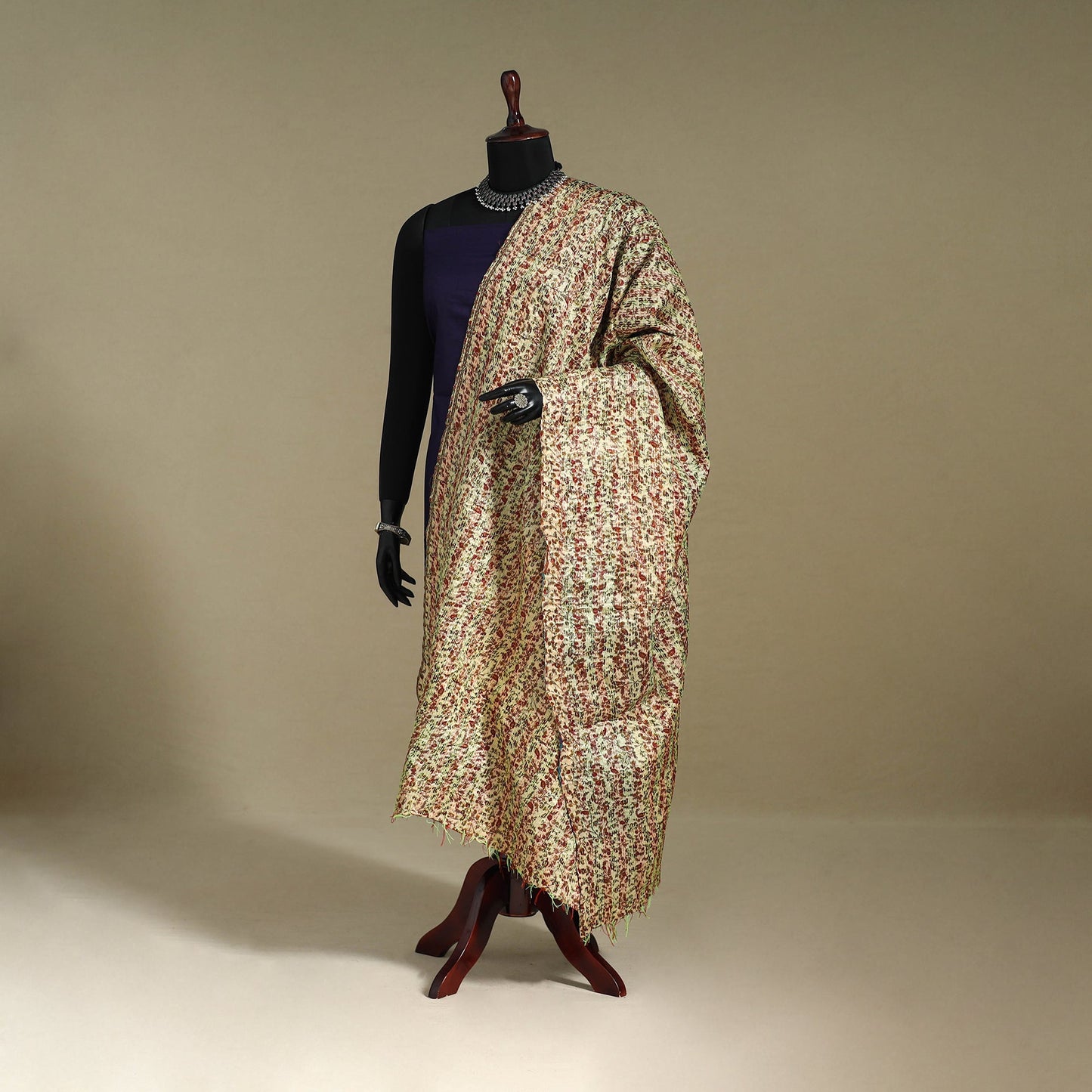 Multicolor - patchwork reversible silk bengal kantha work