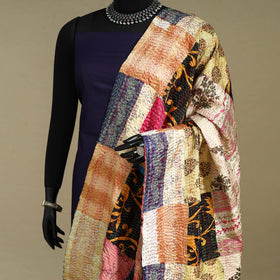 Multicolor - patchwork reversible silk bengal kantha work