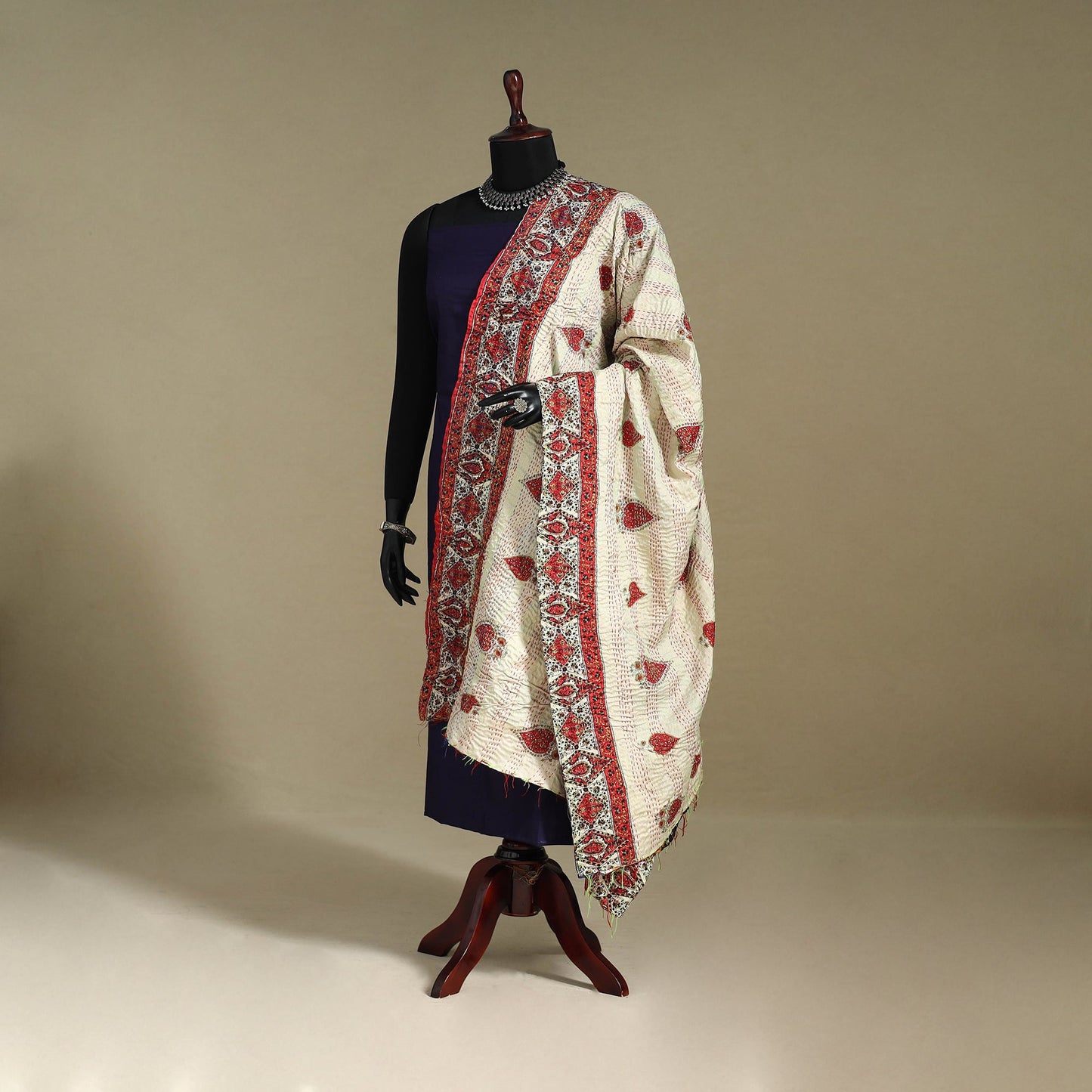 Multicolor - patchwork reversible silk bengal kantha work