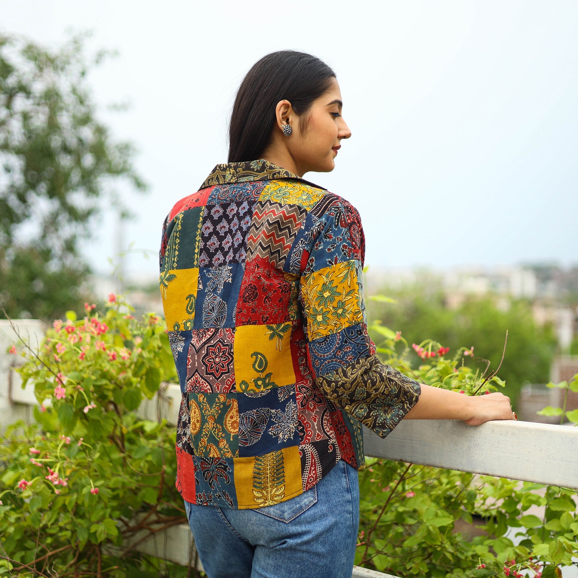  Multicolor Patchwork Ajrakh Print Women's Jacket