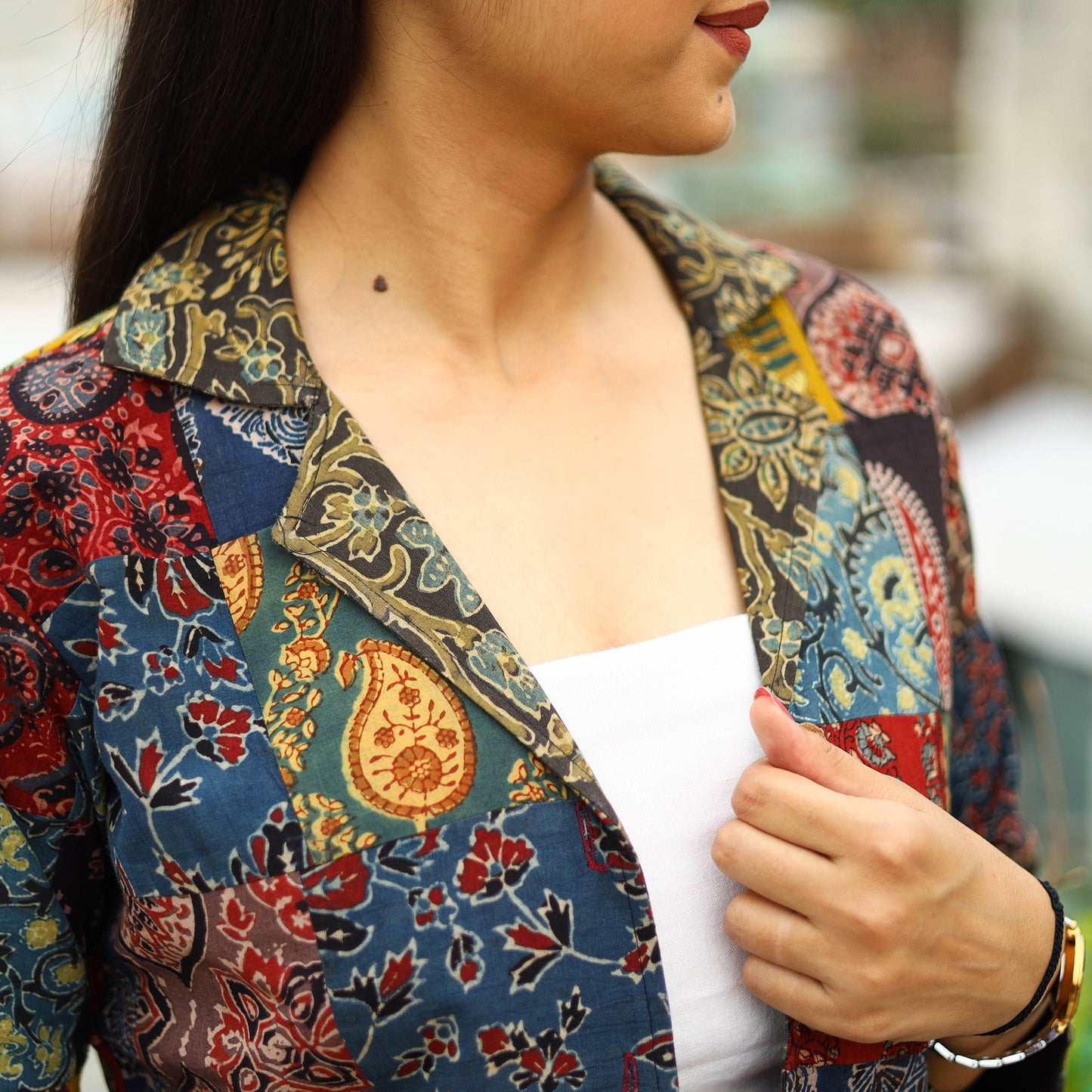  Multicolor Patchwork Ajrakh Print Women's Jacket