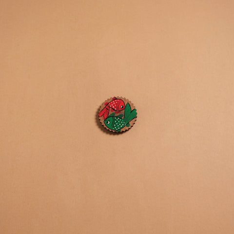 Patua handpainted wooden fridge magnet 103 - handcrafted
