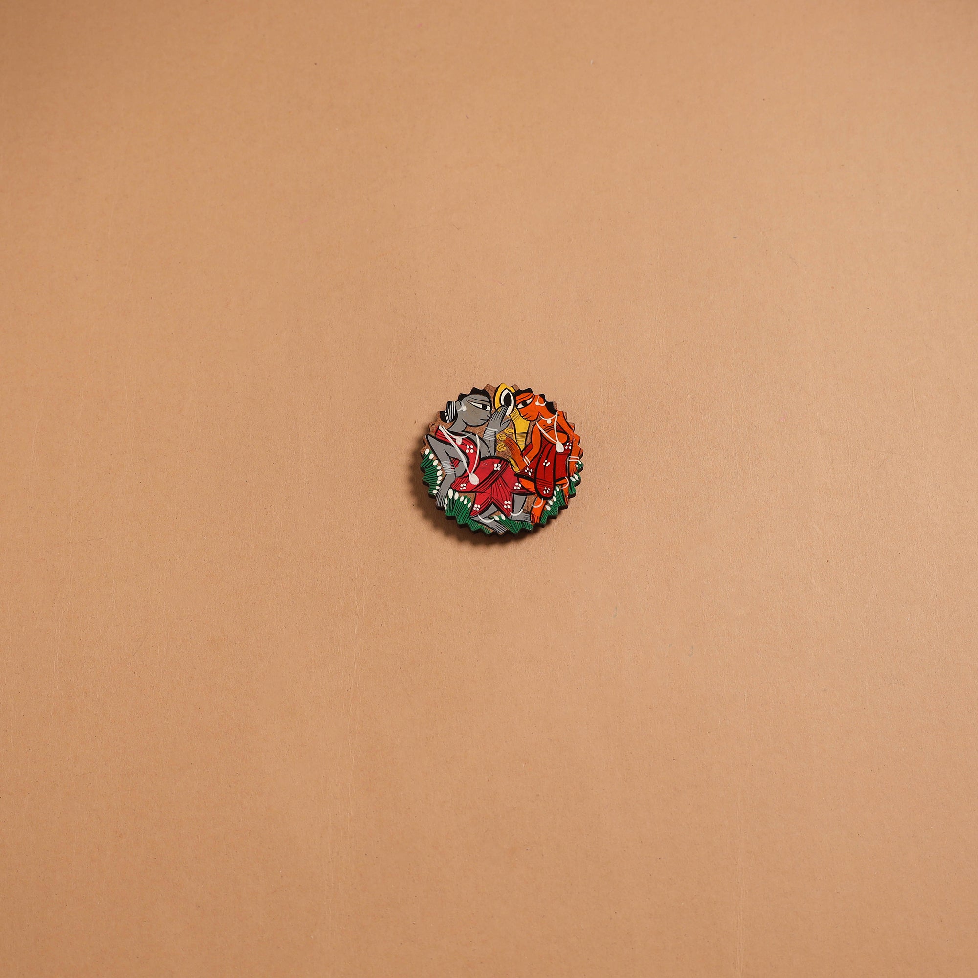 Patua handpainted wooden fridge magnet 105 - handcrafted