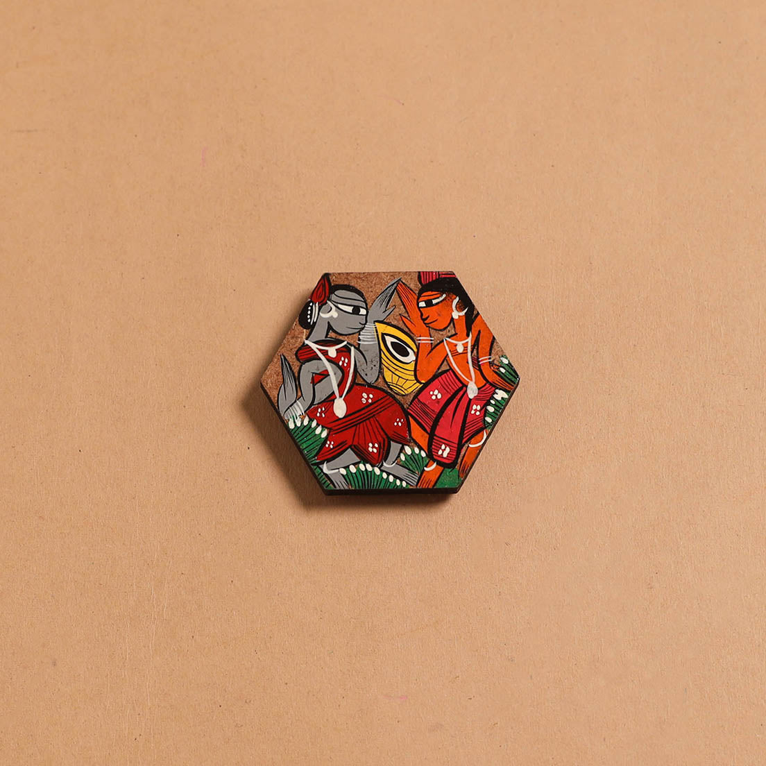 Patua handpainted wooden fridge magnet 140 - handcrafted