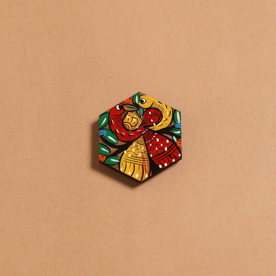 Patua handpainted wooden fridge magnet 142 - handcrafted