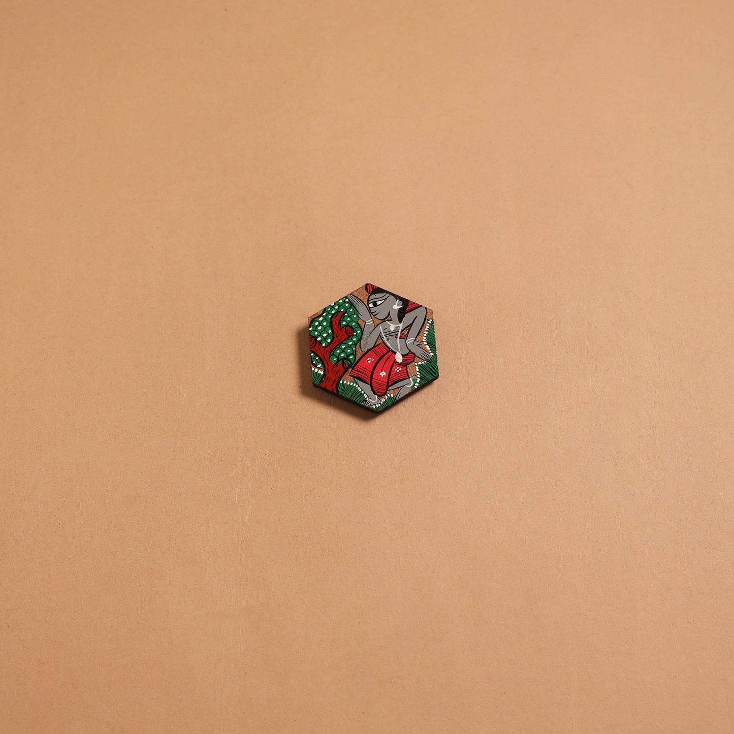 Patua handpainted wooden fridge magnet 144 - handcrafted